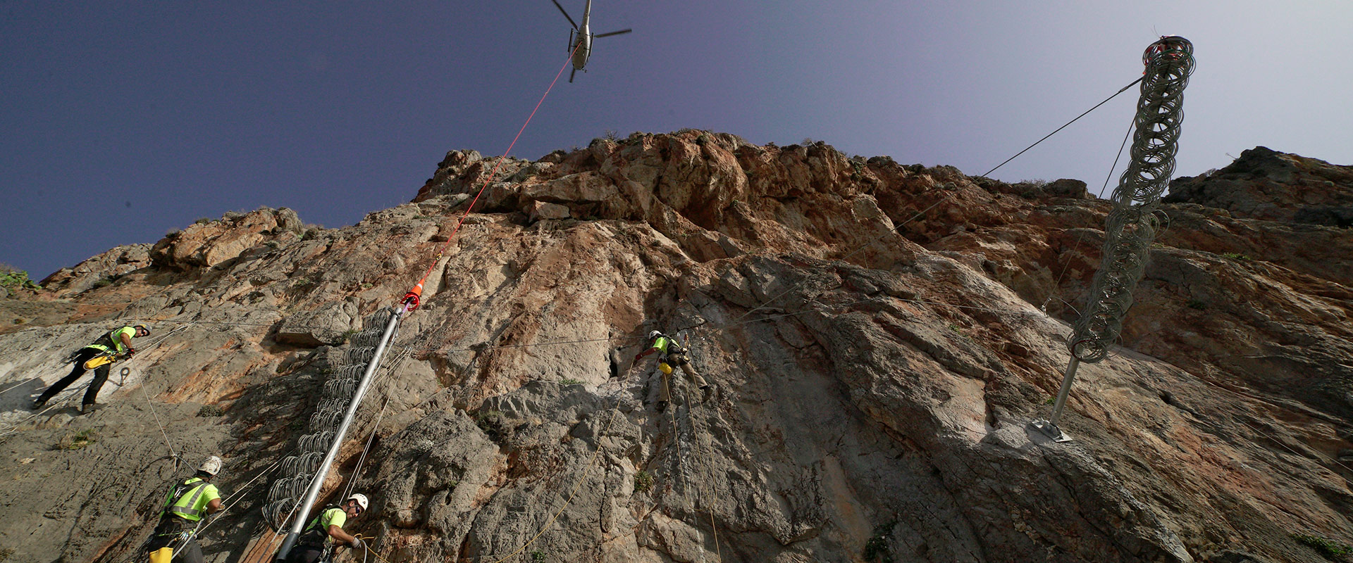 Monemvasia castle : Rockfall barrier installation with helicopter (project in progress).