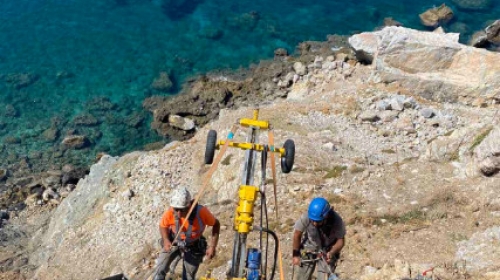 Rockfall protection at the fortress of  Skiathos Island.
