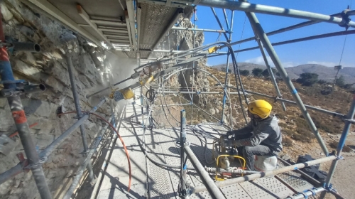 Rockfall protection at Ideon Andron cave of Psiloritis.