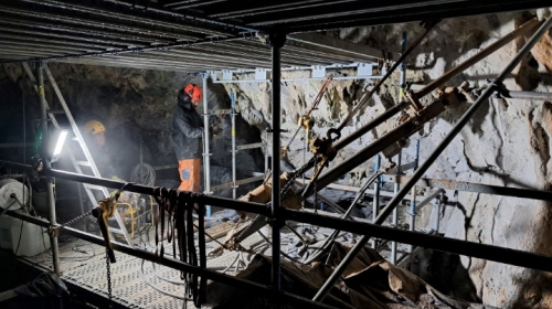 Rockfall protection at the Dicteon Andron cave of Lasithi  (work in progress).